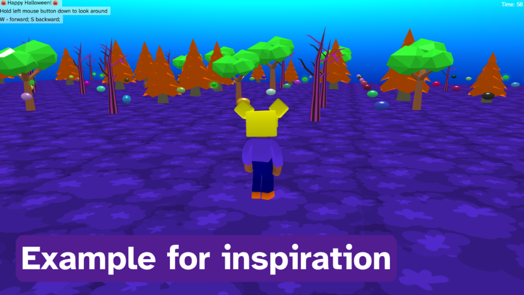 The candy dash project modified with a blue sky, three new tree types and purple floor.