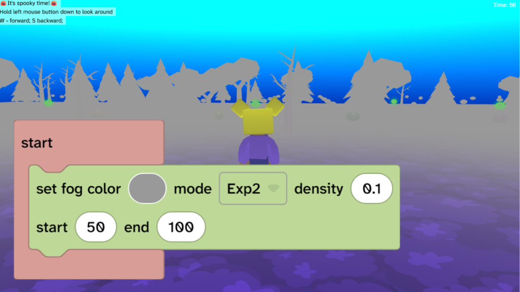 The set fog block is shown with a grey colour and Exp2 selected.